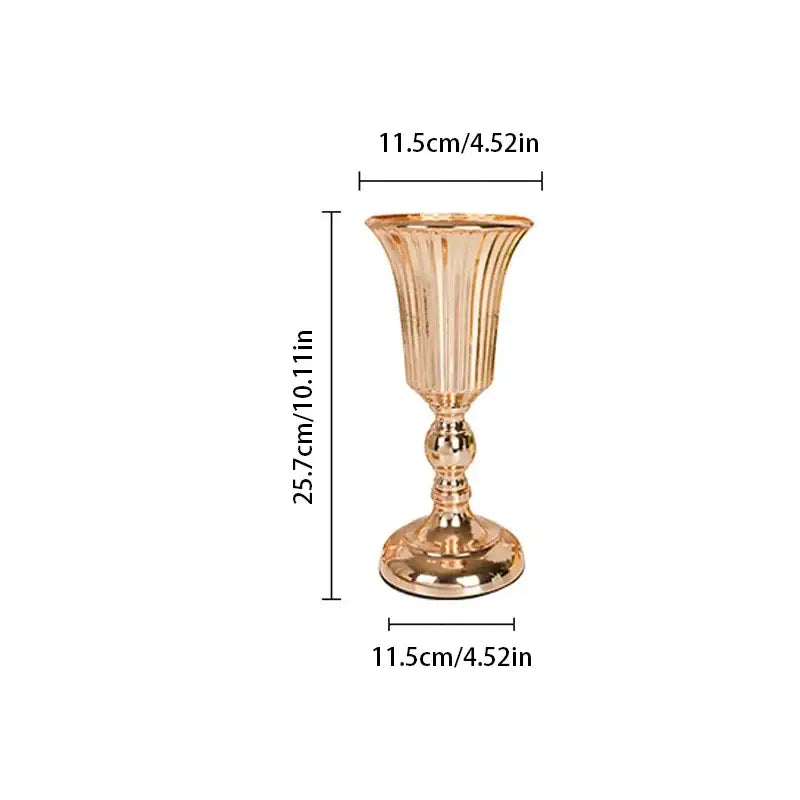 Elegant gold metal trumpet vase dining room wedding centerpiece decor