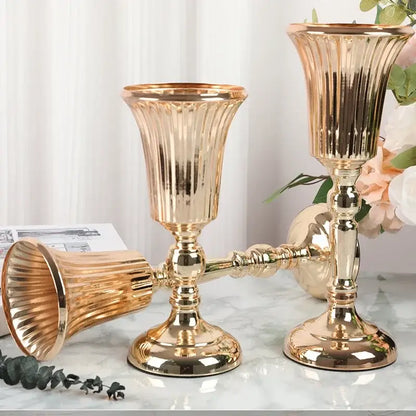 Elegant gold metal trumpet vase dining room wedding centerpiece decor