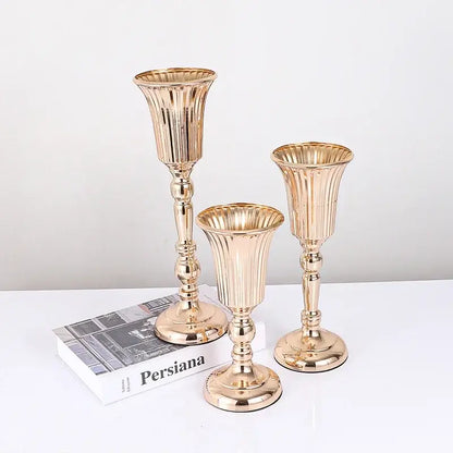 Elegant gold metal trumpet vase dining room wedding centerpiece decor