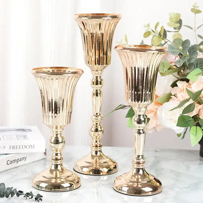 Elegant gold metal trumpet vase dining room wedding centerpiece decor