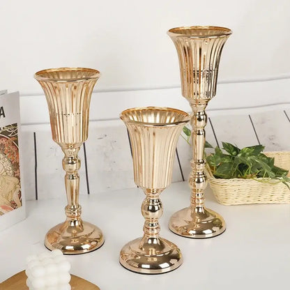 Elegant gold metal trumpet vase dining room wedding centerpiece decor