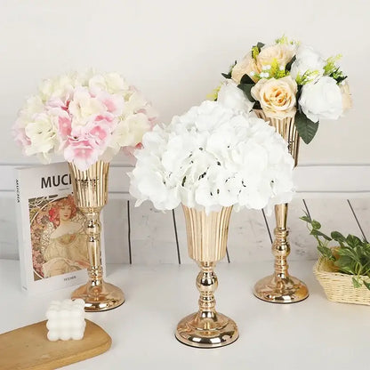 Elegant gold metal trumpet vase dining room wedding centerpiece decor