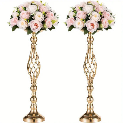 Twisted silver metal vase set with lavender and roses dining room