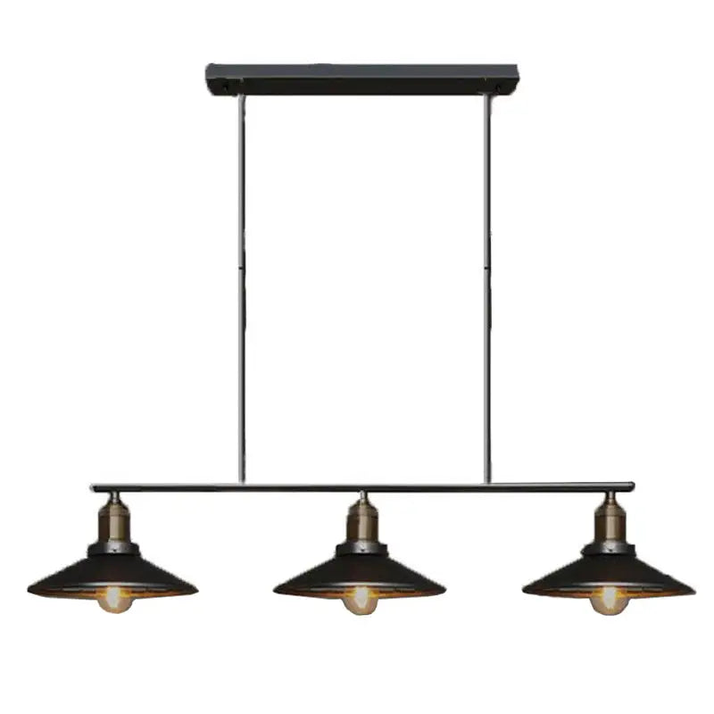 Industrial black 3 head cone shade pendant lighting kitchen island
