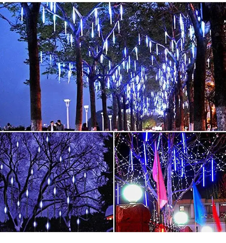 White meteor shower led string lights outdoor garden decor