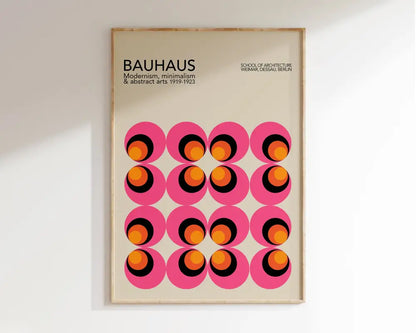 Mid century green & orange bauhaus wall art – living room canvas
