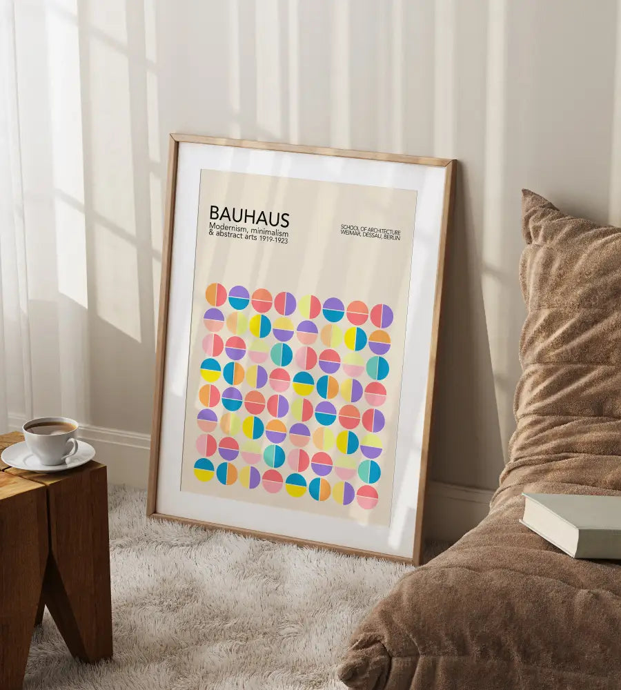 Bauhaus black & white mid century geometric wall art living room