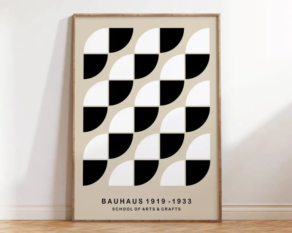 Mid century green & orange bauhaus wall art – living room canvas