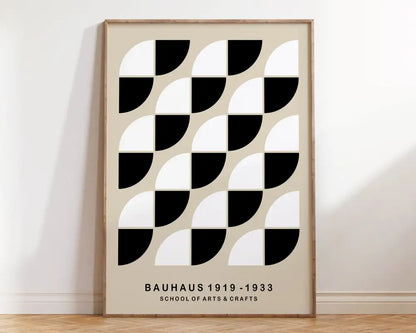 Mid century green & orange bauhaus wall art – living room canvas