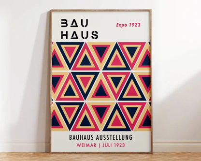 Bauhaus mid century orange & blue geometric wall art living room poster