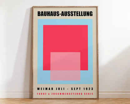 Bauhaus mid century orange & blue geometric wall art living room poster