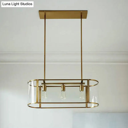 Mid century gold translucent glass pendant light dining room fixture