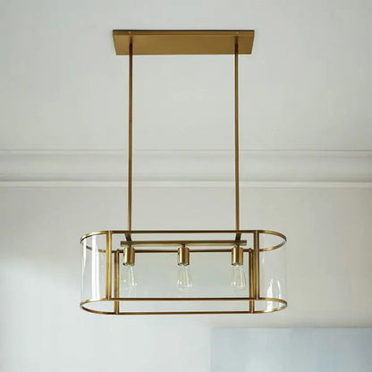 Mid century gold translucent glass pendant light dining room fixture