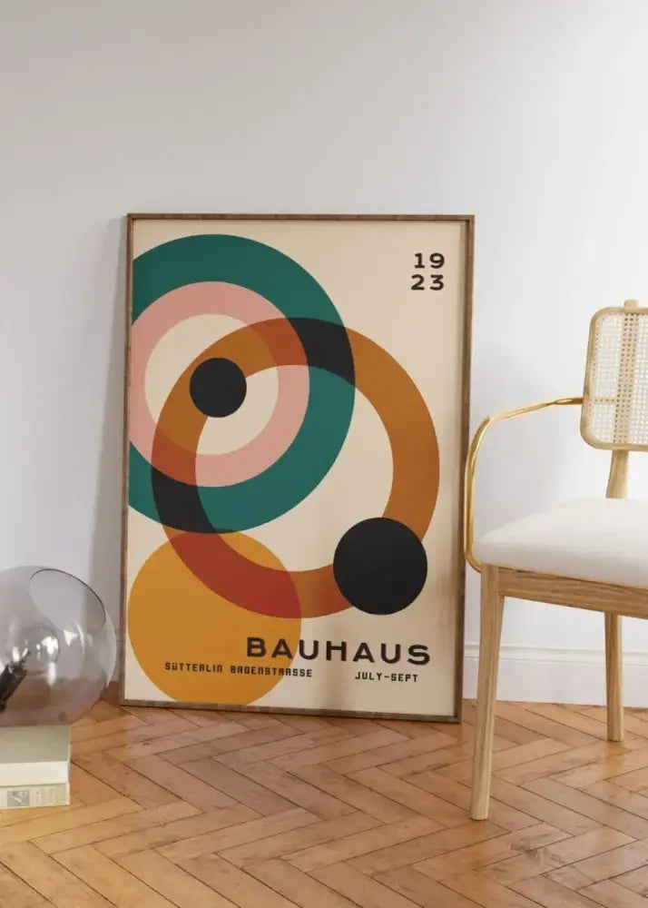 Mid century modern bauhaus geometric wall art set living room decor