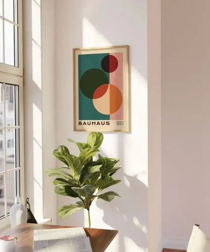 Mid century modern bauhaus geometric wall art set living room decor