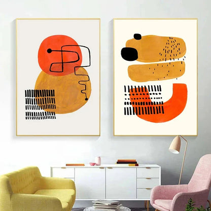 DecorBites™ Mid Century Watercolor Brush Strokes Canvas Print