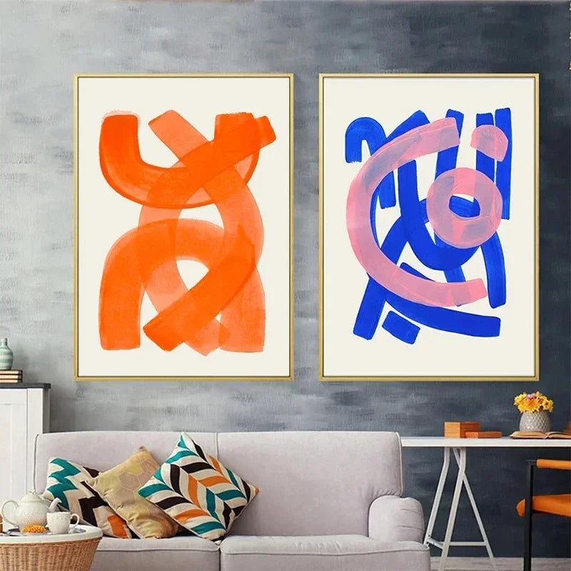 DecorBites™ Mid Century Watercolor Brush Strokes Canvas Print