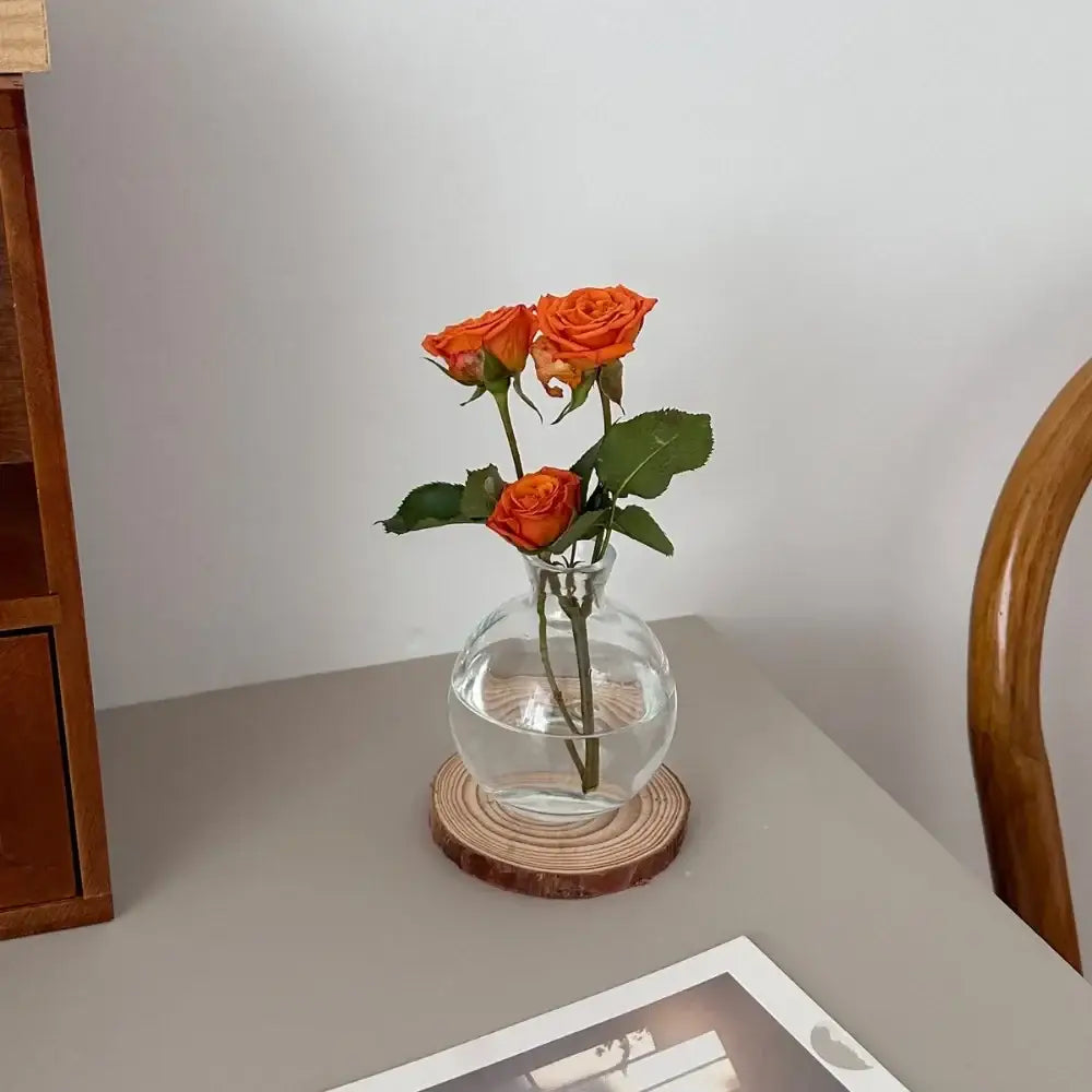 Translucent blue glass flower vase trio living room home decor