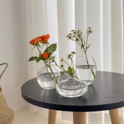 Translucent blue glass flower vase trio living room home decor