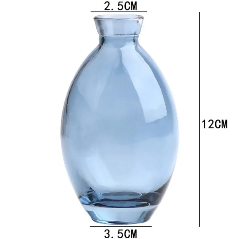 Translucent blue glass flower vase trio living room home decor