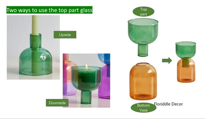 Modern colorful two part glass vase set living room decor