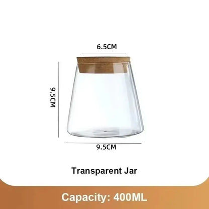 Mini nordic glass hydroponic planter with wood lid living room decor