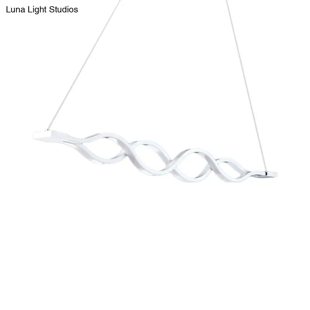 Modern white wave led island light fixture – kitchen pendant light