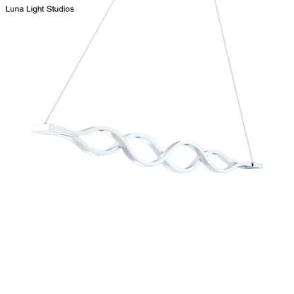 Modern white wave led island light fixture – kitchen pendant light