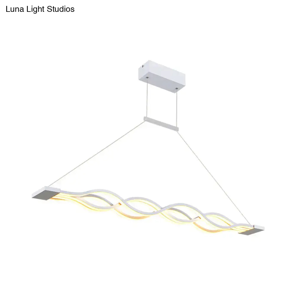 Modern white wave led island light fixture – kitchen pendant light