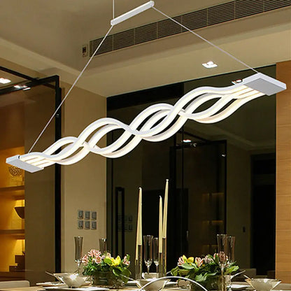 Modern white wave led island light fixture – kitchen pendant light