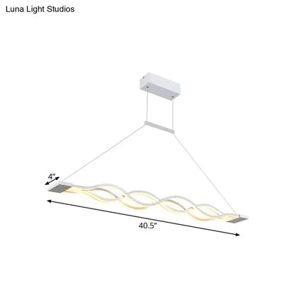 Modern white wave led island light fixture – kitchen pendant light