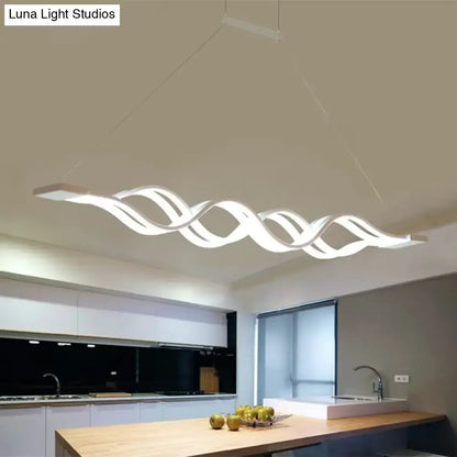Modern white wave led island light fixture – kitchen pendant light