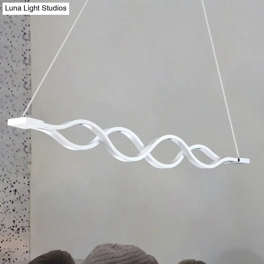 Modern white wave led island light fixture – kitchen pendant light