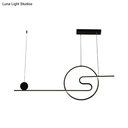 Modern minimalist sun and cloud island light black white gold kitchen