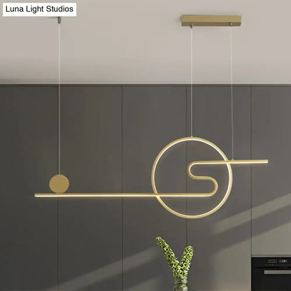 Modern minimalist sun and cloud island light black white gold kitchen