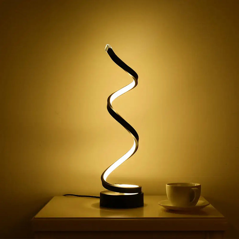 Minimalist acrylic black spiral led lamp for living room