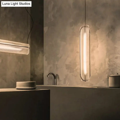 Minimalist clear acrylic pipe hanging lamp kitchen island light