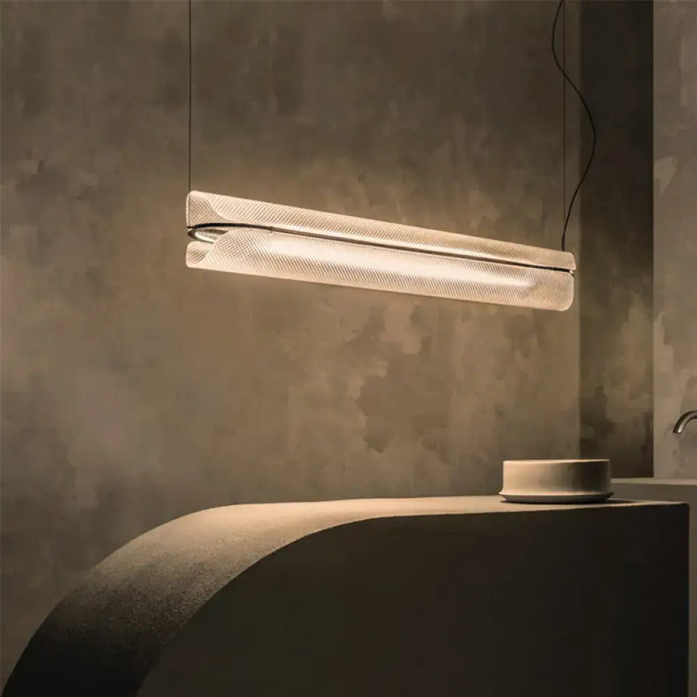 Minimalist clear acrylic pipe hanging lamp kitchen island light