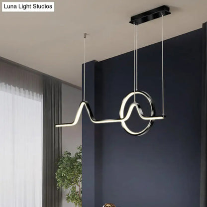 Modern black & white wave led pendant light – dining room art lighting