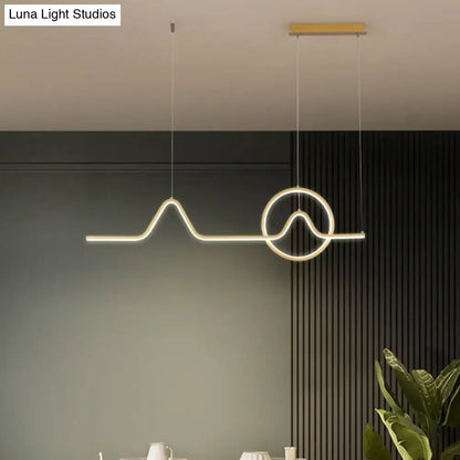 Modern black & white wave led pendant light – dining room art lighting