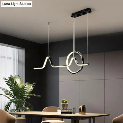 Modern black & white wave led pendant light – dining room art lighting