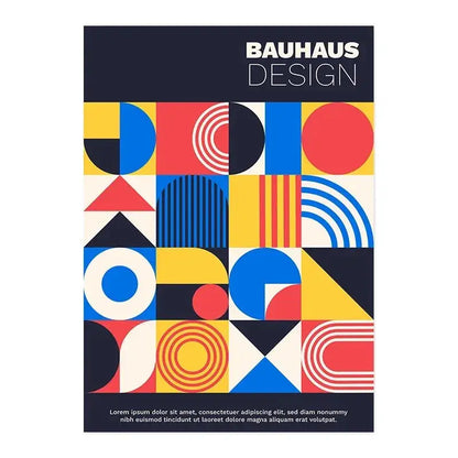 Bauhaus teal and gray canvas print living room wall art