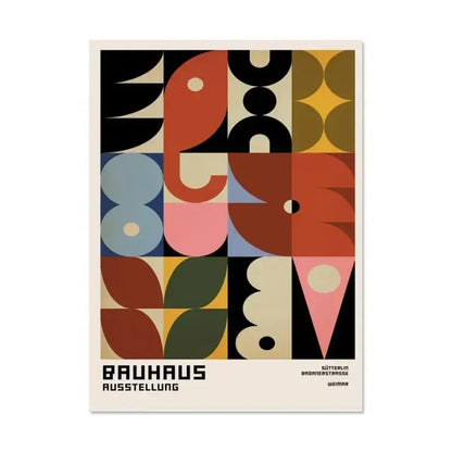 Bauhaus teal and gray canvas print living room wall art