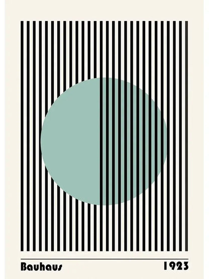 Bauhaus wavy striped black & white canvas print living room wall art
