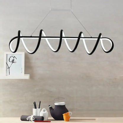 Modern white twisted ceiling light for dining room