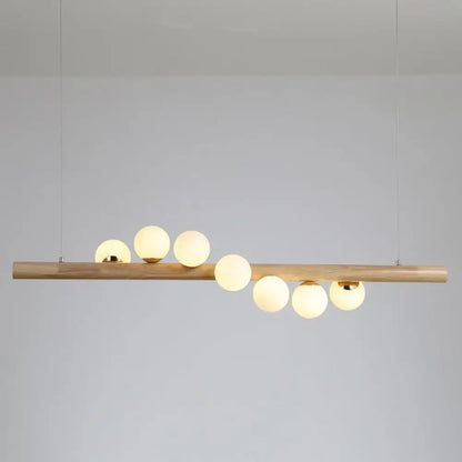 Modern cream and wood ball island pendant light dining room