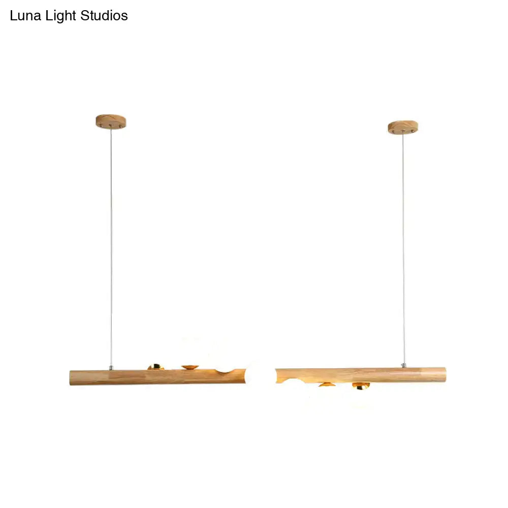 Modern cream and wood ball island pendant light dining room