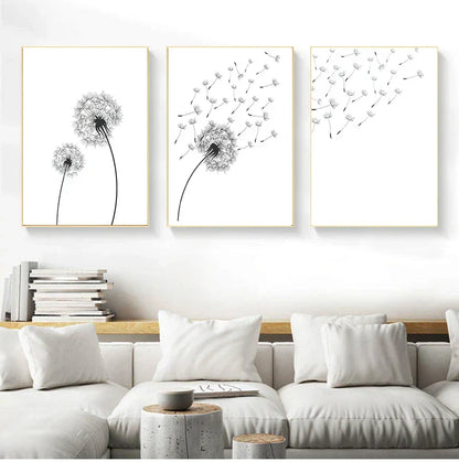DecorBites™ "Minimalist Dandelion Canvas Wall Art Set"