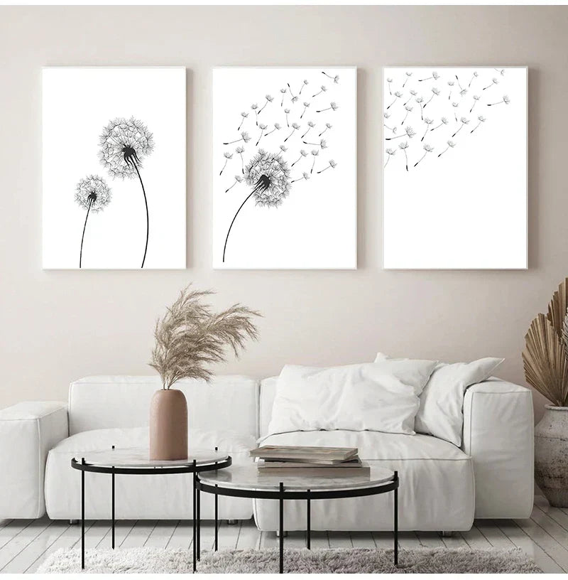 DecorBites™ "Minimalist Dandelion Canvas Wall Art Set"
