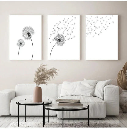 DecorBites™ "Minimalist Dandelion Canvas Wall Art Set"